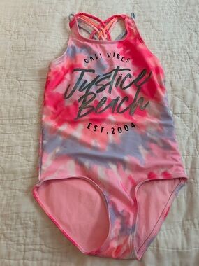 Justice Girls Pink Purple Multi Swim Top